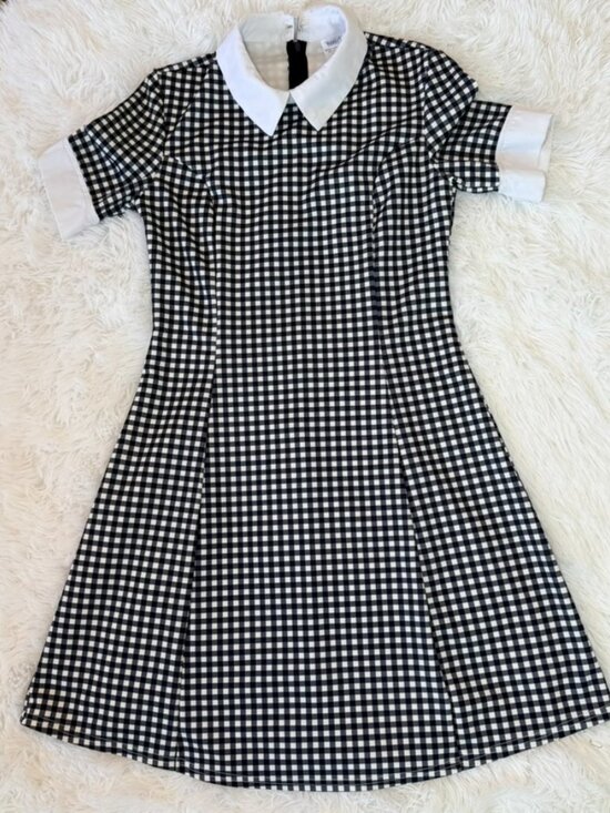 Spirit Halloween Dresses & Skirts - Wednesday Dark Academia Gingham Mini Dress Gothic Coquette Collar XS